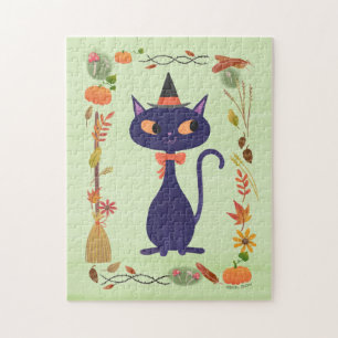Cute Halloween Witch Cat Legpuzzel