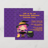Cute Halloween witch costume party Kaart (Voorkant / Achterkant)
