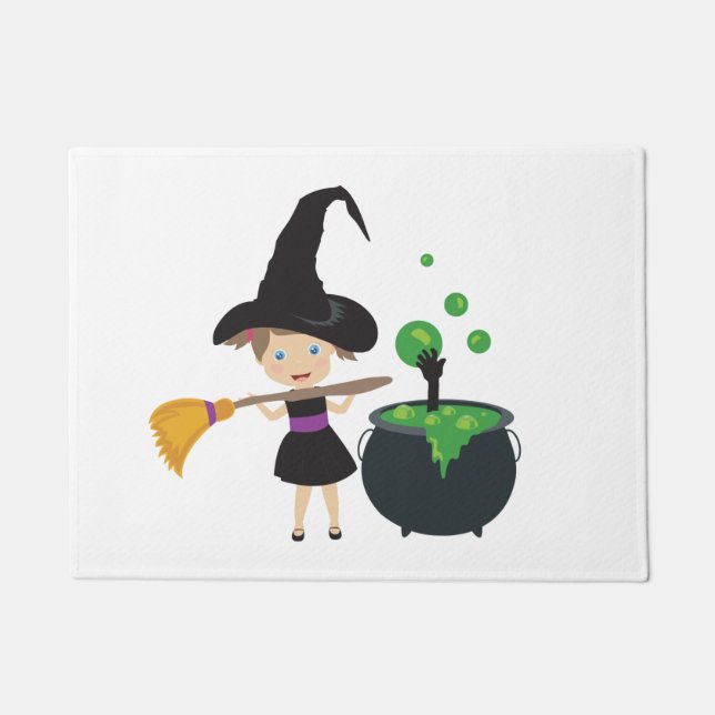 Cute Halloween Witch Deurmat (Voorkant)
