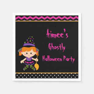 Cute Halloween Witch Girl Halloween Party Servet