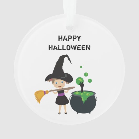 Cute Halloween Witch Happy Halloween Ornament (achterkant)