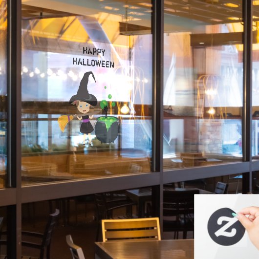 Cute Halloween Witch Happy Halloween Raamsticker (Restaurant Raam)