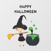 Cute Halloween Witch Happy Halloween Raamsticker (Vel)