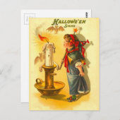 Cute Halloween Witch met kaarle Briefkaart (Voorkant / Achterkant)