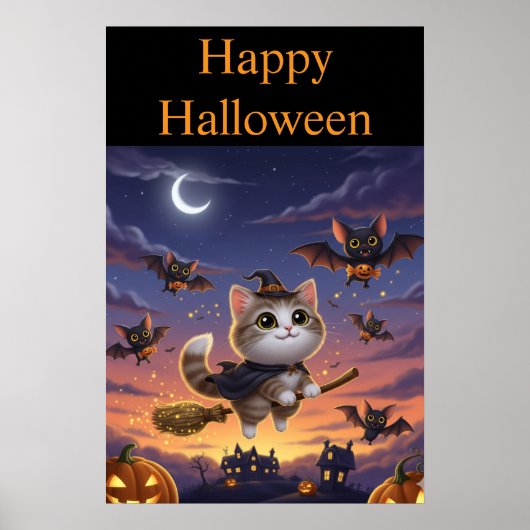 Cute Halloween Witch Poster (Voorkant)