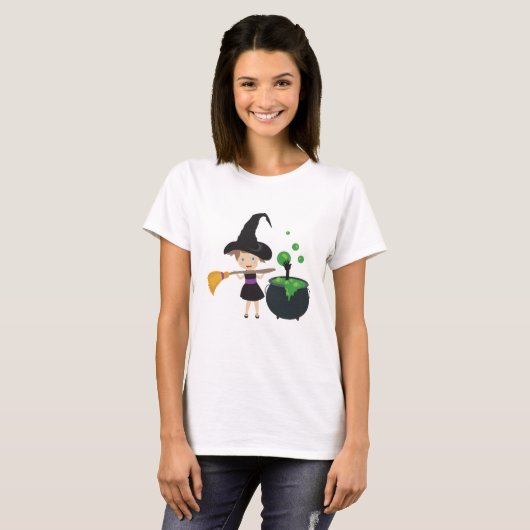 Cute Halloween Witch T-shirt (Voorkant volledig)
