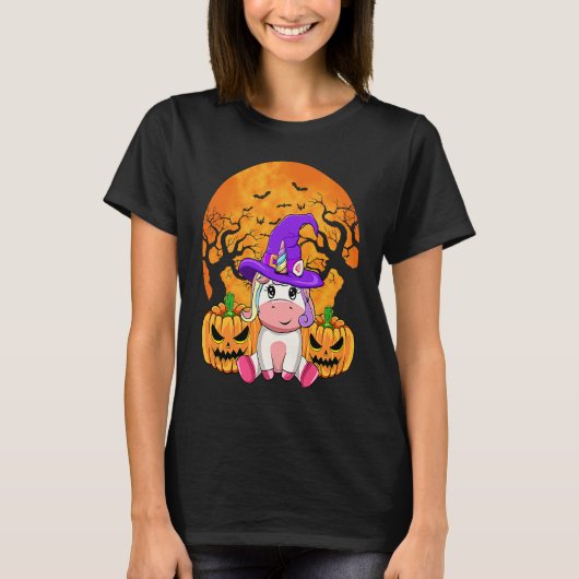 Cute Halloween Witchy Unicorn Halloween Custome T-shirt (Voorkant)