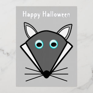 Cute Halloween Wolf Custom Folie Feestdagen Briefkaart