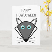 Cute Halloween Wolf Custom Kaart (Gele Bloem)