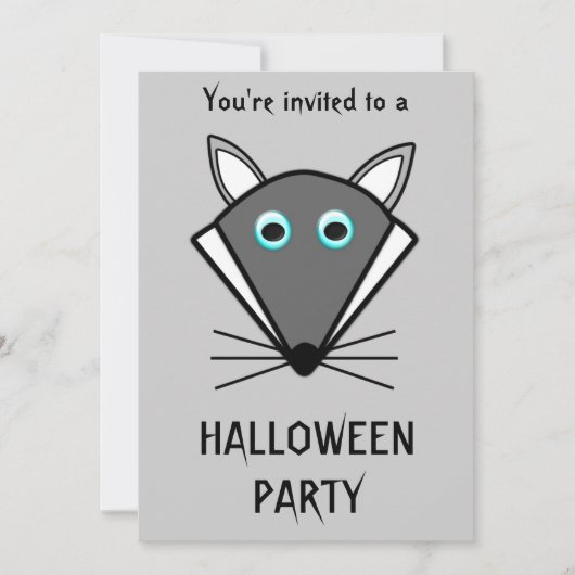 Cute Halloween Wolf uitnodiging (Voorkant)