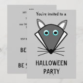 Cute Halloween Wolf uitnodiging (Voorkant / Achterkant)