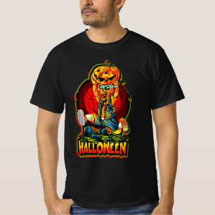 Cute Halloween Zombie Monster die loopt met pomkin T-shirt