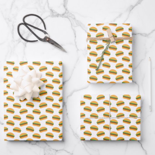 Cute Hamburger Pattern Inpakpapier Vel (Voorkant)
