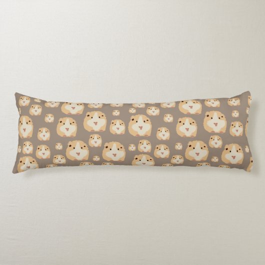 Cute Hamster Brown Pattern Lichaamskussen (Voorkant)