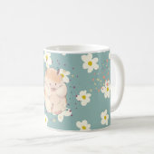 Cute Hamster & Daisy Pattern Mug – Sweet PastelMug Koffiemok (Voorkant rechts)
