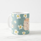 Cute Hamster & Daisy Pattern Mug – Sweet PastelMug Koffiemok (Voorkant links)