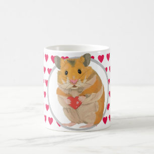 Cute Hamster en Red Hearts Coffee Mok