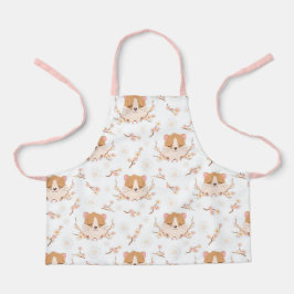 Cute Hamster Face and Pink Flowers Pattern Schort