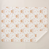 Cute Hamster Face and Pink Flowers Pattern Sherpa Deken (Voorkant (horizontaal))