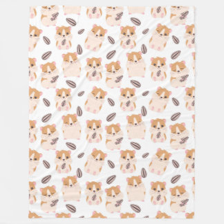 Cute Hamster Face and Seeds Pattern Kind Fleece Deken