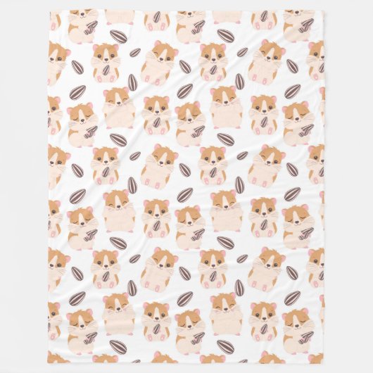 Cute Hamster Face and Seeds Pattern Kind Fleece Deken (Voorkant)