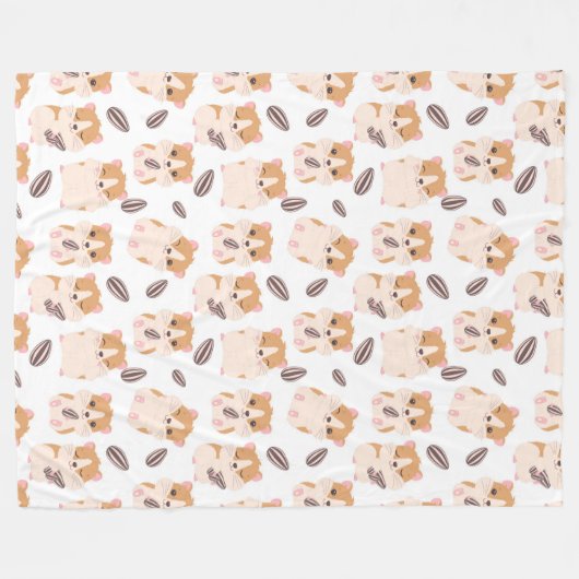 Cute Hamster Face and Seeds Pattern Kind Fleece Deken (Voorkant (Horizontaal))