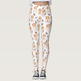 Cute Hamster Face and Seeds Pattern Leggings