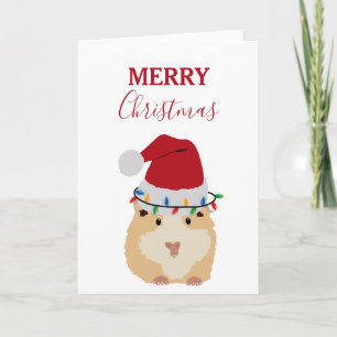 Cute Hamster Funny Animal Santa Hat Kerstmis Kaart