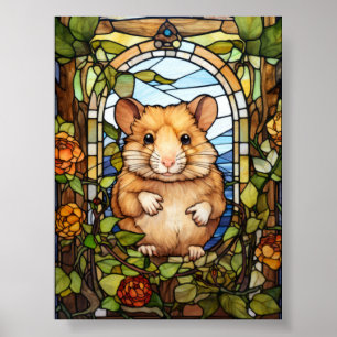 Cute Hamster Glas-in-loodraamontwerp Poster