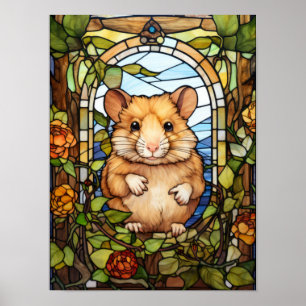 Cute Hamster Glas-in-loodraamontwerp Poster