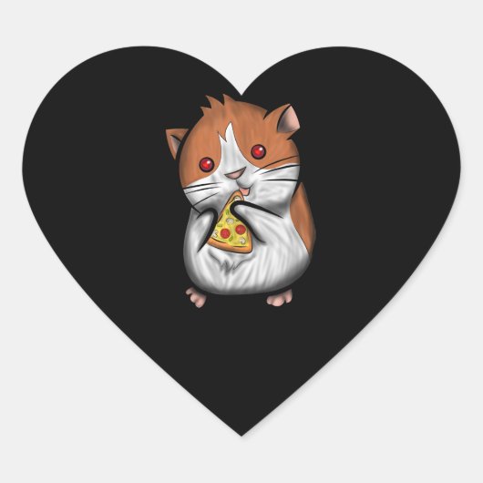 Cute Hamster Guinea Pig Love Pizza Hart Sticker (Voorkant)