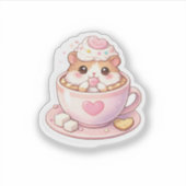 Cute Hamster in Coffee Cup Kawaii Sticker (Devant)