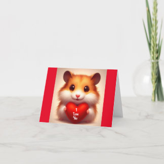 Cute Hamster Met Hartkaart Feestdagen Kaart