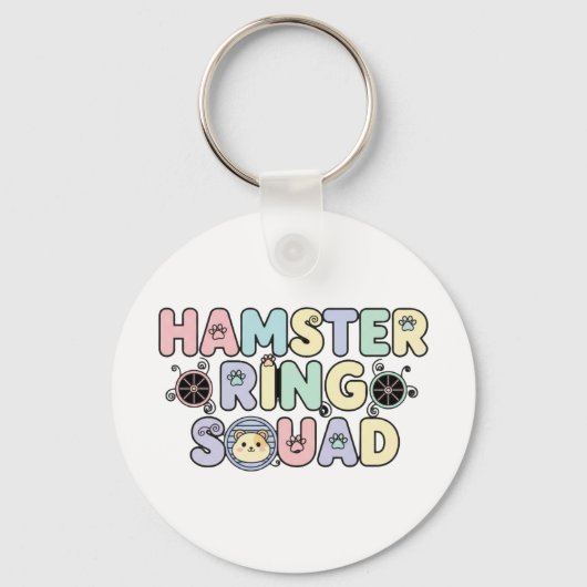 Cute Hamster Ring Squad Pastel Design Sleutelhanger (Voorkant)