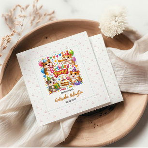 Cute Hamster Verjaardagsfeestje Kinderen Hamster Servet