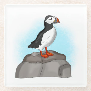 Cute Hand draw Puffin Glazen Onderzetter