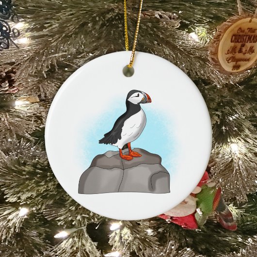 Cute Hand draw Puffin Keramisch Ornament