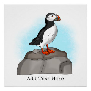 Cute Hand draw Puffin Perfect Poster