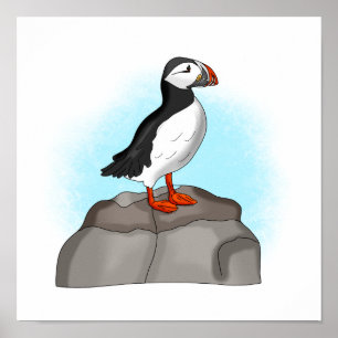 Cute Hand draw Puffin Poster
