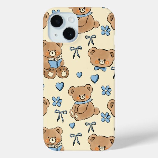 Cute Hand-drawn Brown Teddy Bears Seamless Pattern Case-Mate iPhone Case (Achterkant)