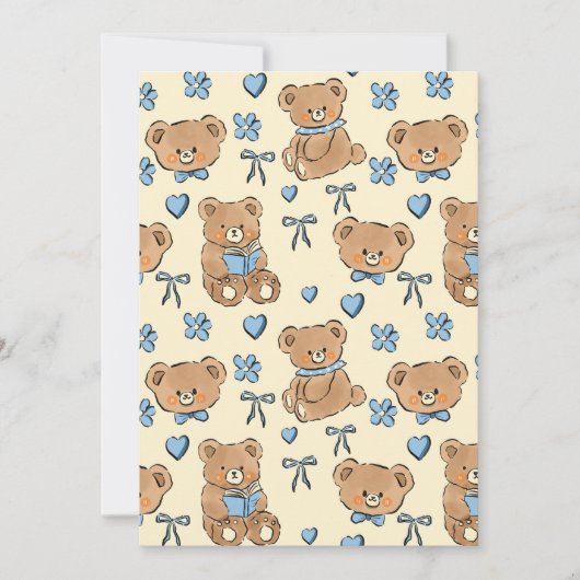 Cute Hand-drawn Brown Teddy Bears Seamless Pattern Kaart (Voorkant)
