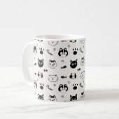 Cute Hand-drawn Cat Faces Doodle Pattern Koffiemok (Voorkant links)