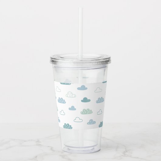 Cute Hand Drawn Cloud Pattern Acryl Drinkbeker (Voorkant)
