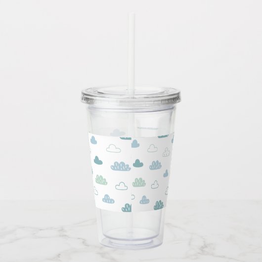 Cute Hand Drawn Cloud Pattern Acryl Drinkbeker (Rechts)