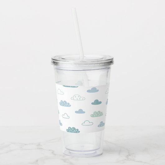 Cute Hand Drawn Cloud Pattern Acryl Drinkbeker (Links)