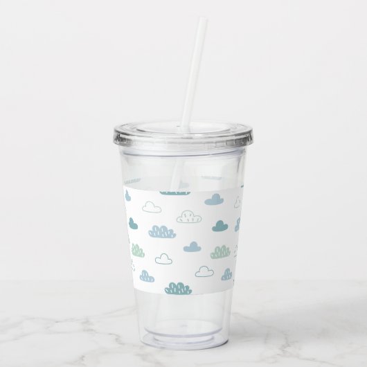 Cute Hand Drawn Cloud Pattern Acryl Drinkbeker (Achterkant)