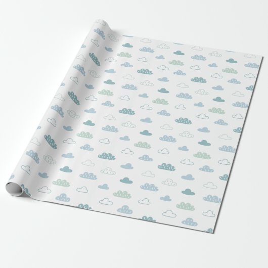 Cute Hand Drawn Cloud Pattern Cadeaupapier (Uitgerold)