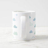 Cute Hand Drawn Cloud Pattern Extra Grote Beker (Achterkant)