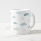 Cute Hand Drawn Cloud Pattern Extra Grote Beker (Voorkant rechts)