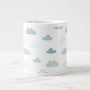 Cute Hand Drawn Cloud Pattern Extra Grote Beker